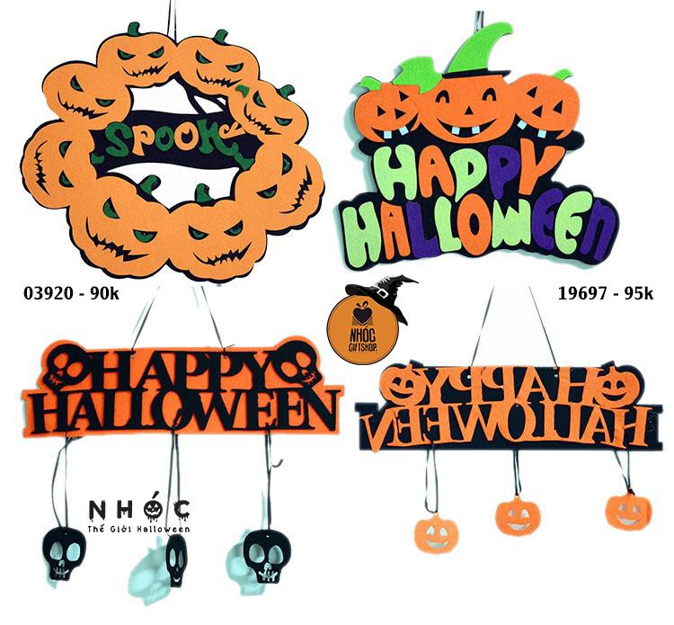 Bảng chào nỉ treo phù thủy Happy Halloween - 9001
