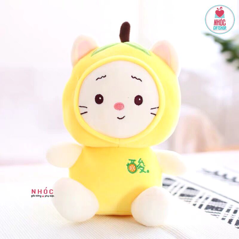 Thú bông thú mặc áo trái cây lông mịn ngồi - Mèo Vàng - 50360