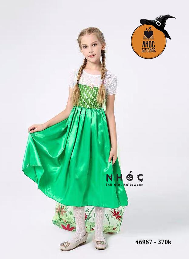 Đầm công chúa elsa vải phi áo choàng voan in hoa - Size L - 90370