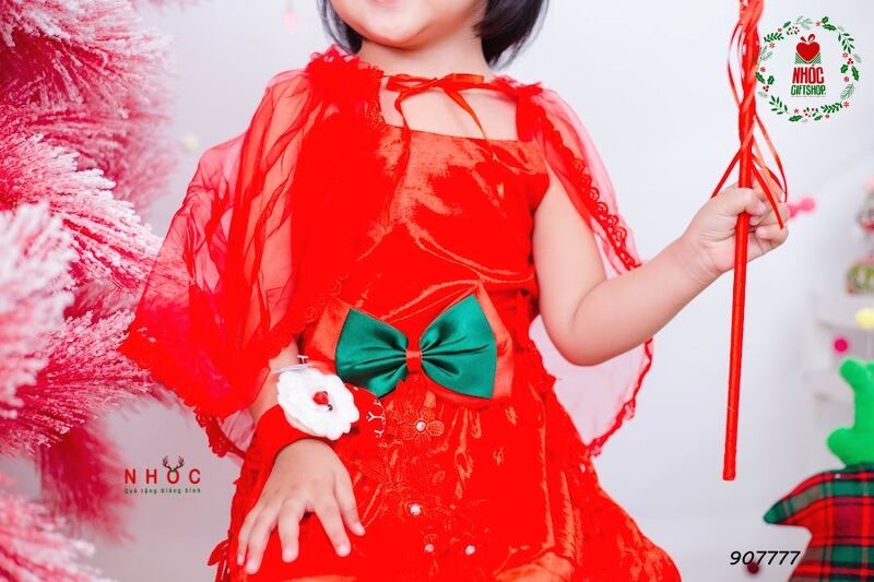 Đầm nhung Noel khoác voan rời - Size 5 - 65230