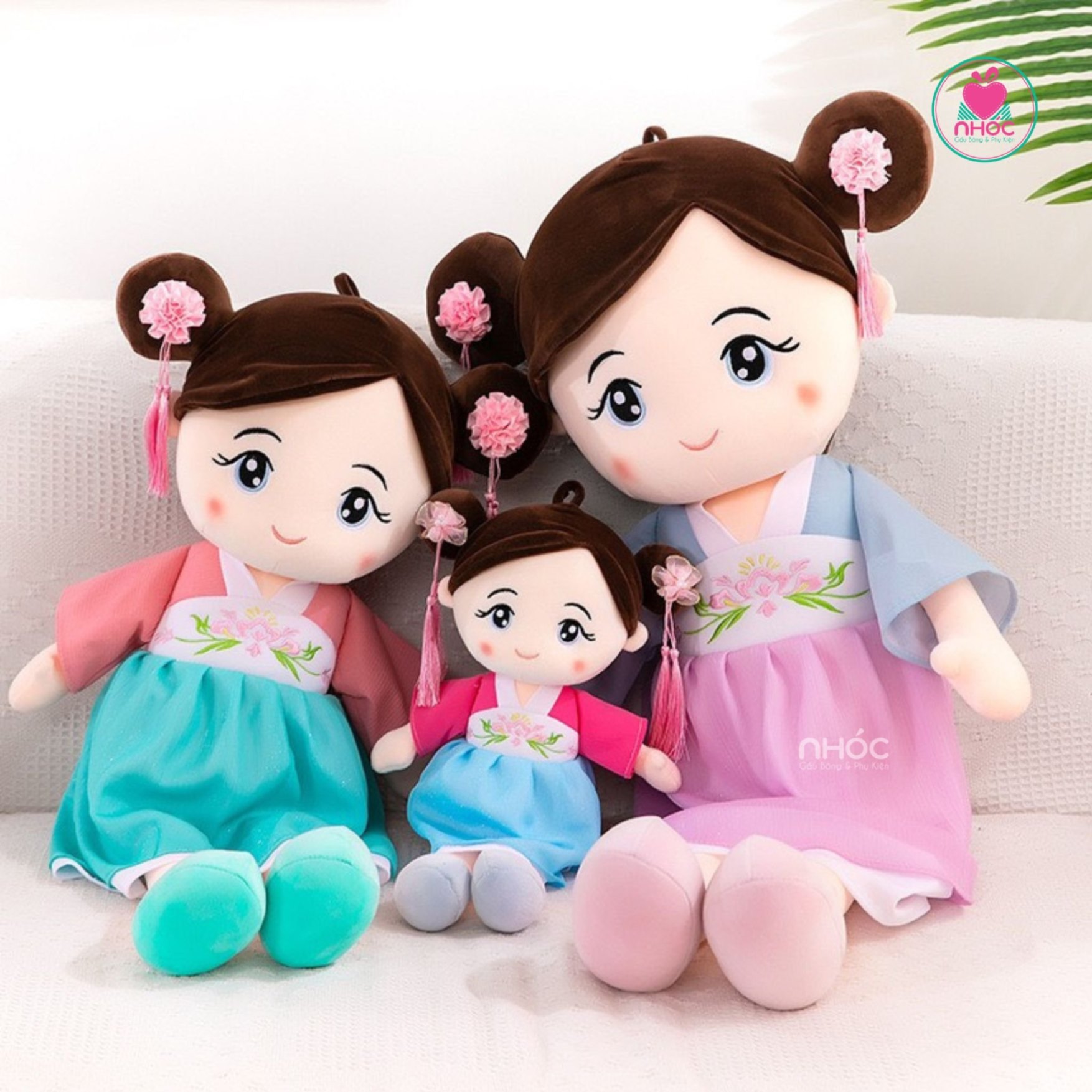 Búp bê bông mặc đầm cổ trang lông mịn - Tím - 90580