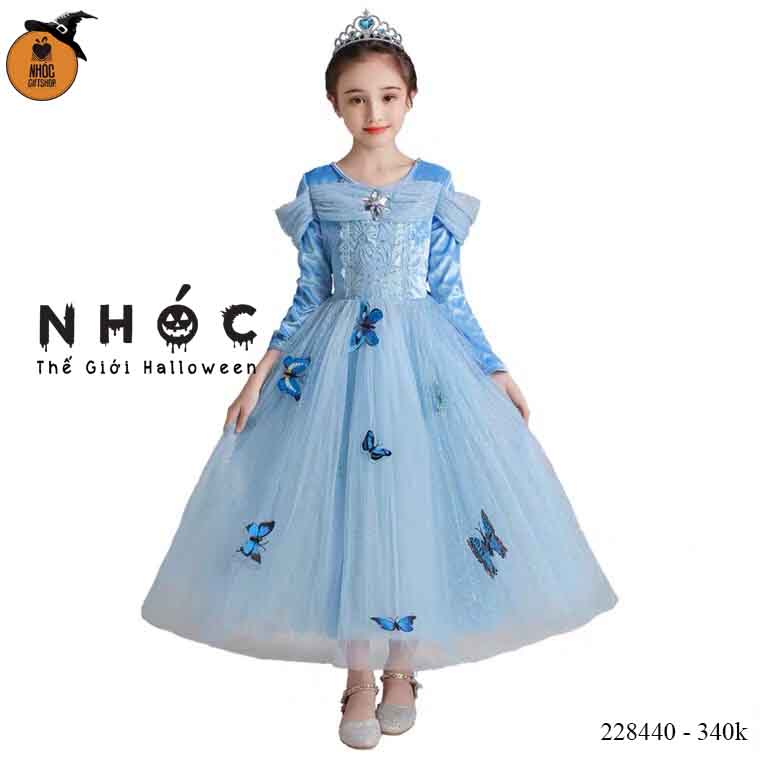 Đầm halloween công chúa Elsa bướm combo phụ kiện - Size S - 340