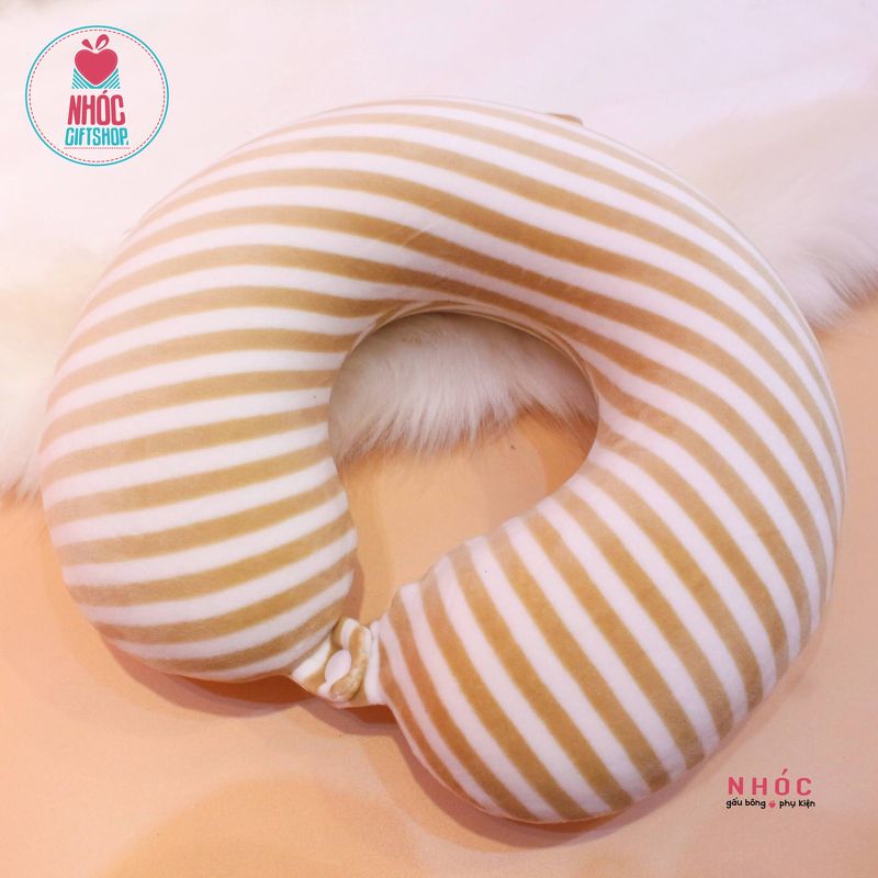 Gối kê cổ cao su non sọc - Camel - 16001
