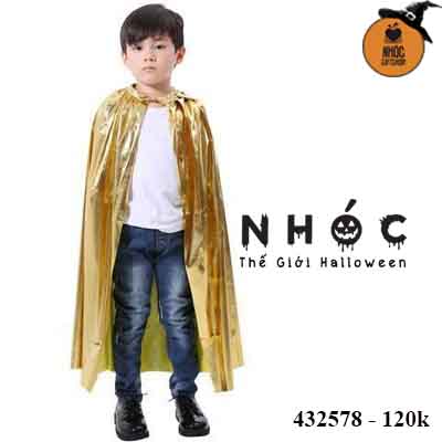 Aó choàng halloween vải phi bóng trơn trùm đầu - Vàng - 150120