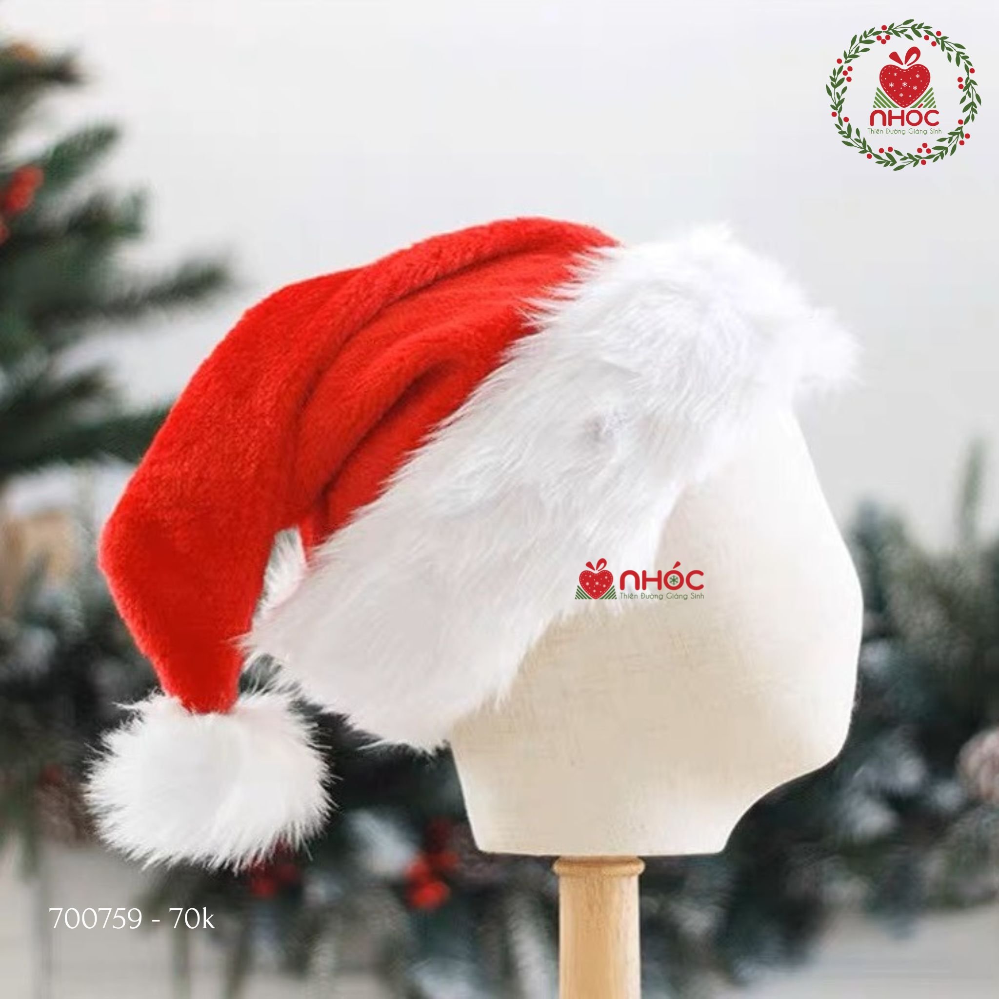 Mũ noel nhung lông đại - 7001