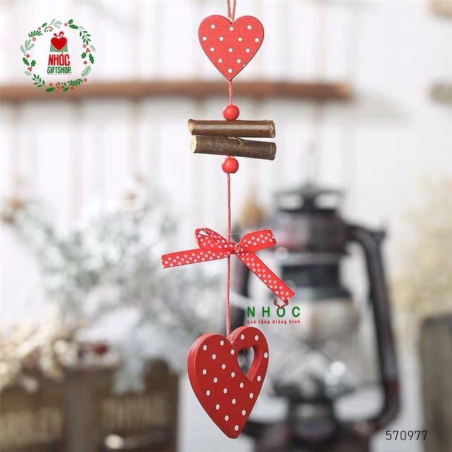 Phụ kiện trang Trí noel dây gỗ treo - 2501 - Trái tim