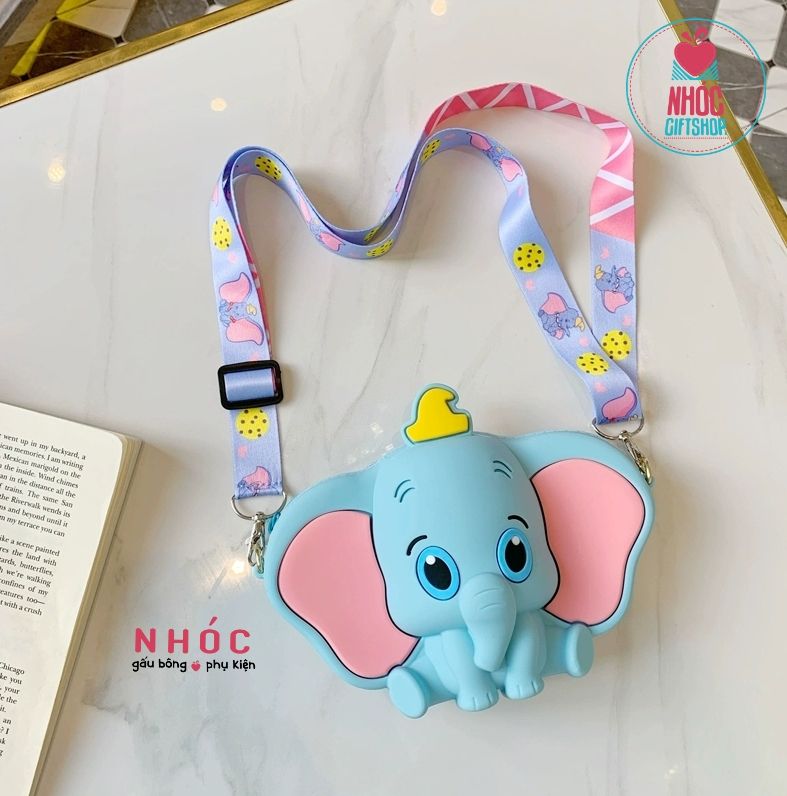 Túi đeo chéo silicone thú đứng - Voi Xanh - 14001
