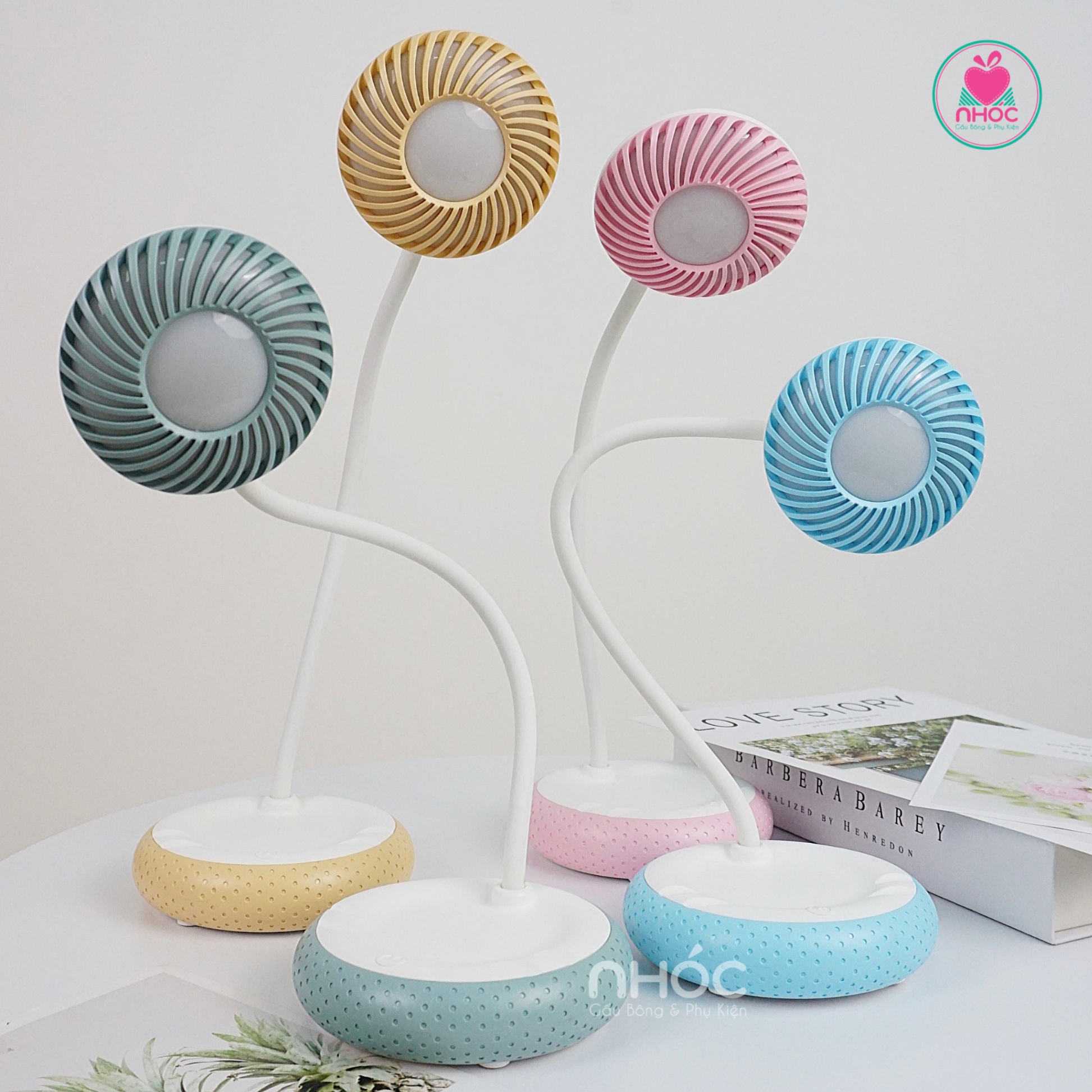 Đèn ngủ để bàn đầu tròn xoắn - Hồng đậm - 28001