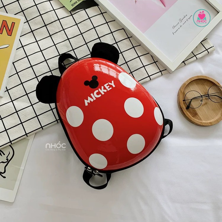Balo cho bé kiểu trứng hình thú - 15001 - Chuột Mickey trắng đỏ