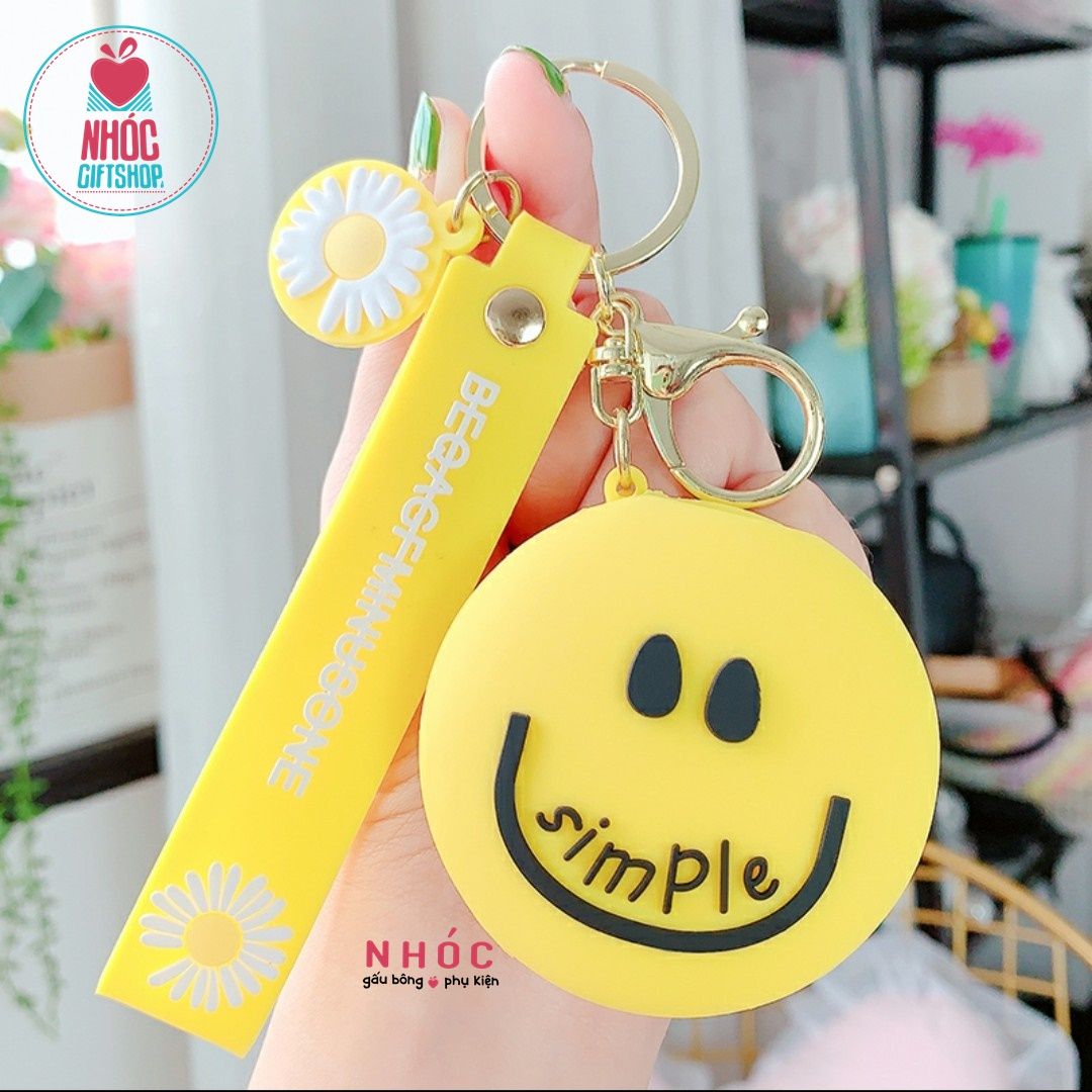 Móc khóa poly gương mặt cười - 5001 - Vàng