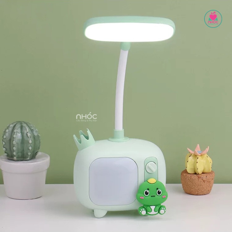 Đèn ngủ để bàn đế đính thú - Xanh lá - 13501