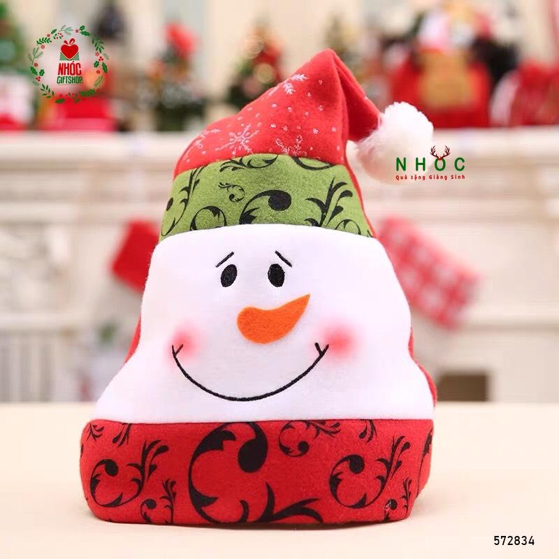 Mũ noel nỉ hoa văn - Người tuyết - 4001