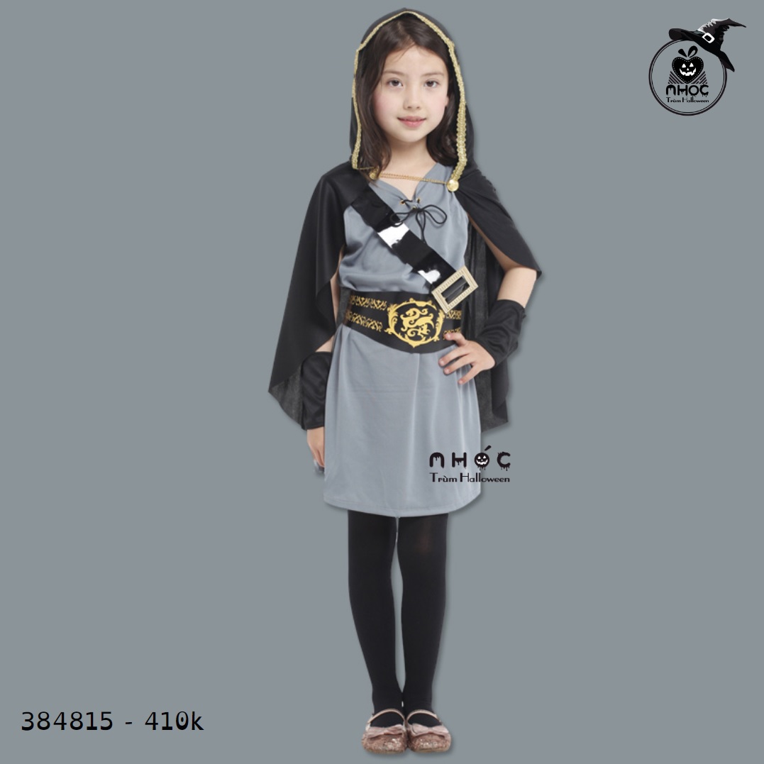 Đầm halloween thợ săn trùm đầu vải thun combo dây nịt - Size L - 41001