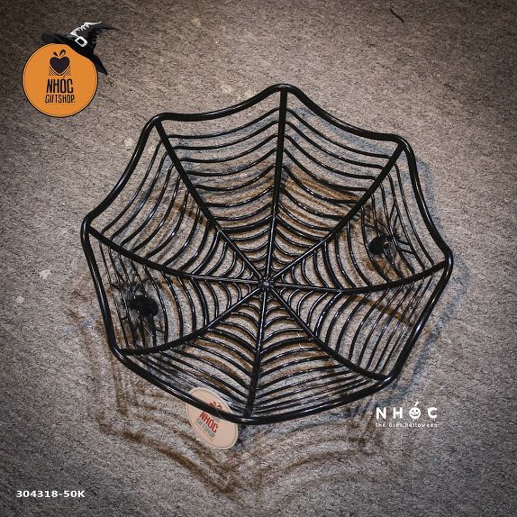 Rổ halloween màng nhện nhựa - 5001 - Đen