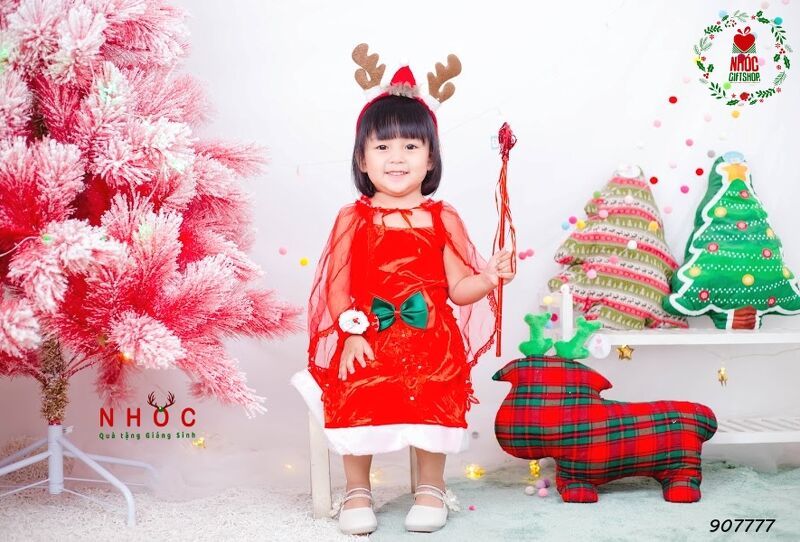 Đầm nhung Noel khoác voan rời - Size 8 - 80260