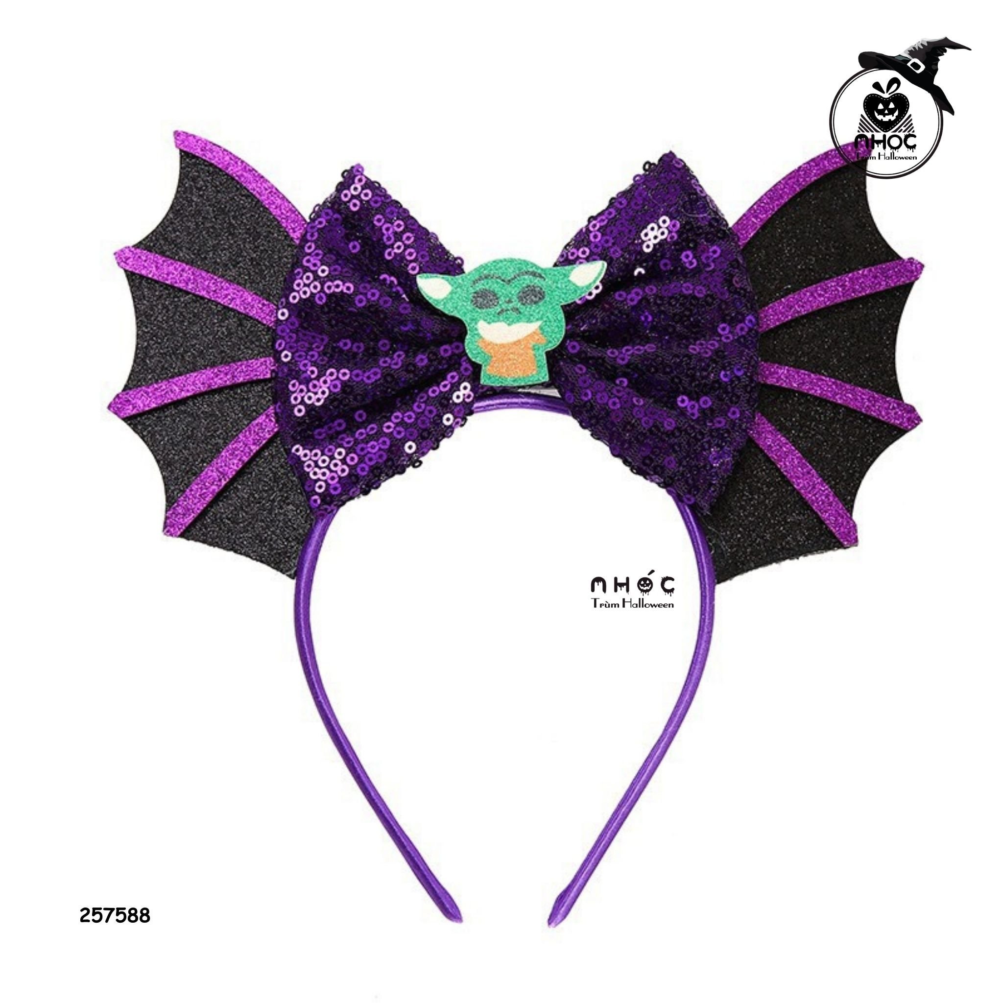 Cài tóc Halloween kiểu tai đính nơ - Dơi - 7001