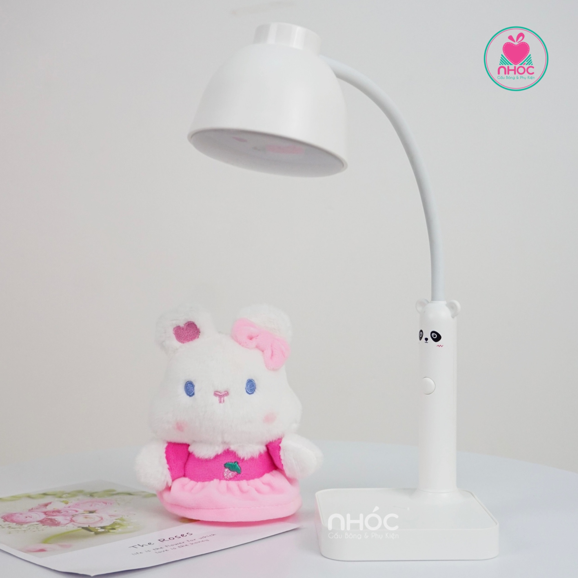 Đèn ngủ để bàn đế vuông đầu tròn - Trắng - 22001