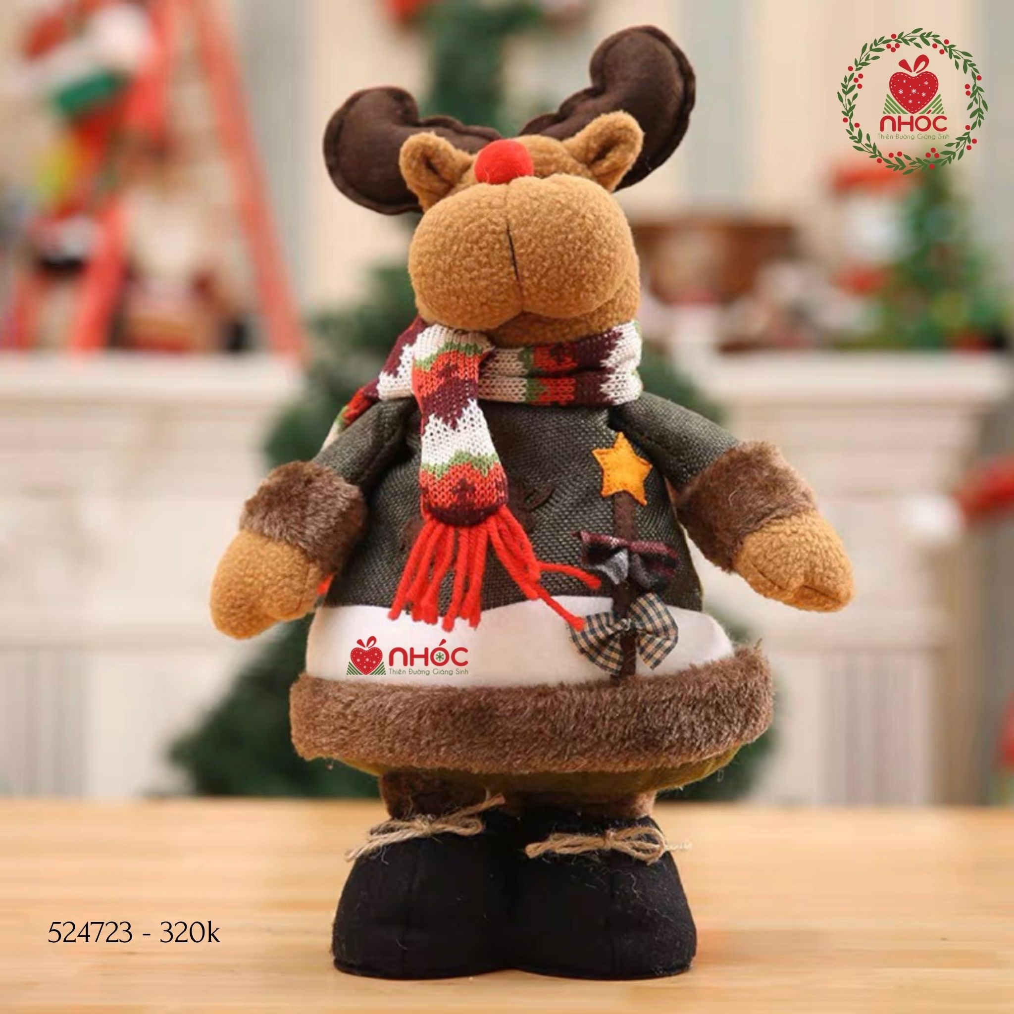 Thú bông Noel đứng hoạ tiết - Tuần lộc - 50320