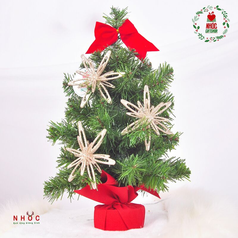 Phụ kiện trang trí noel hoa sao nhựa kim tuyến bộ 3 - 8001