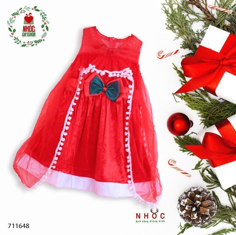 Đầm nhung noel voan sát nách - Size 1 - 45180