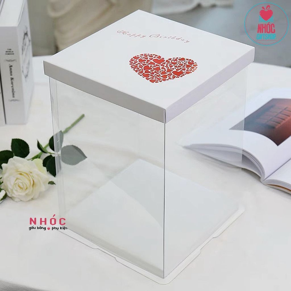 Hộp quà trong vuông - Trắng - 34*34*40 - 12001