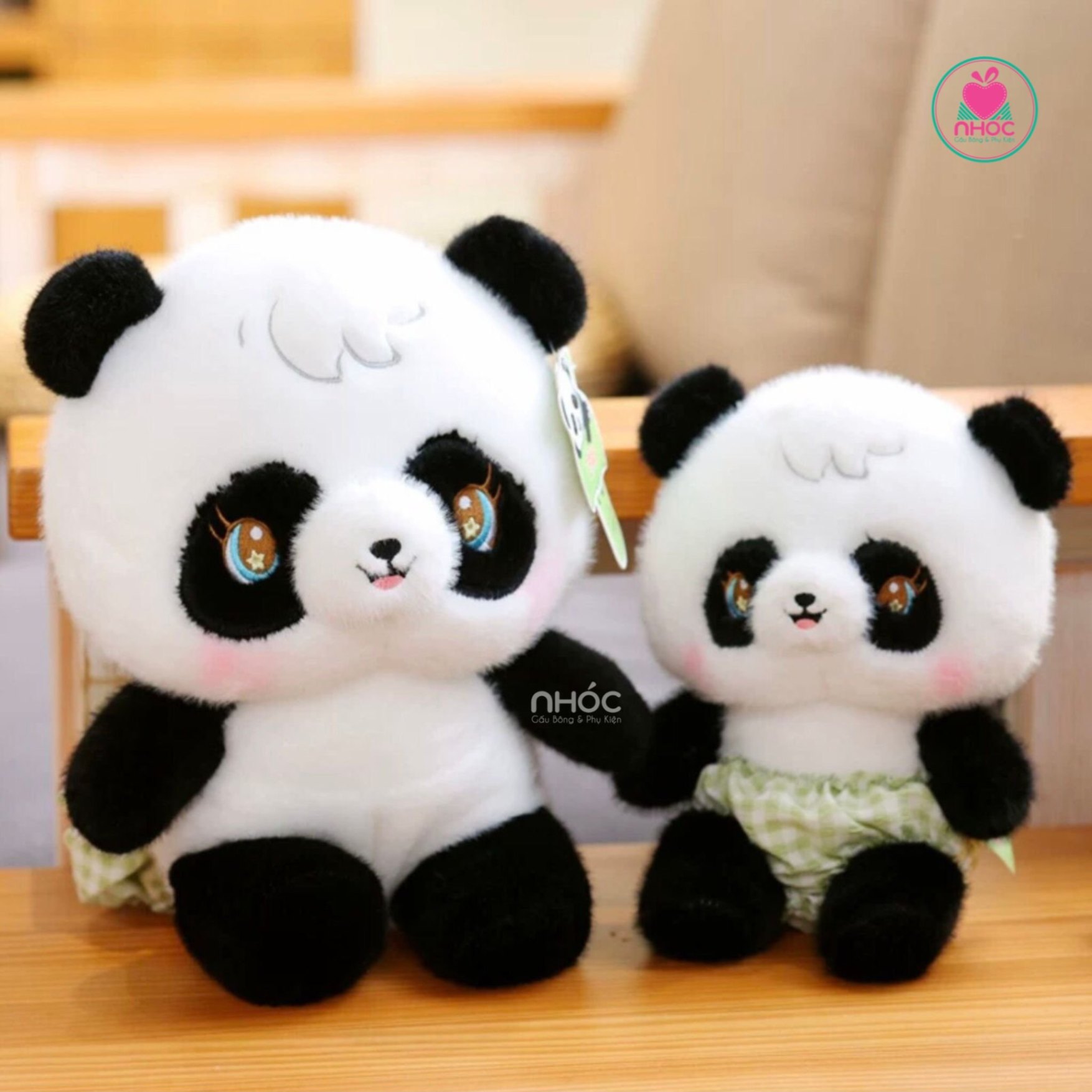 Thú bông mặc quần caro lông xù - Panda - 35260