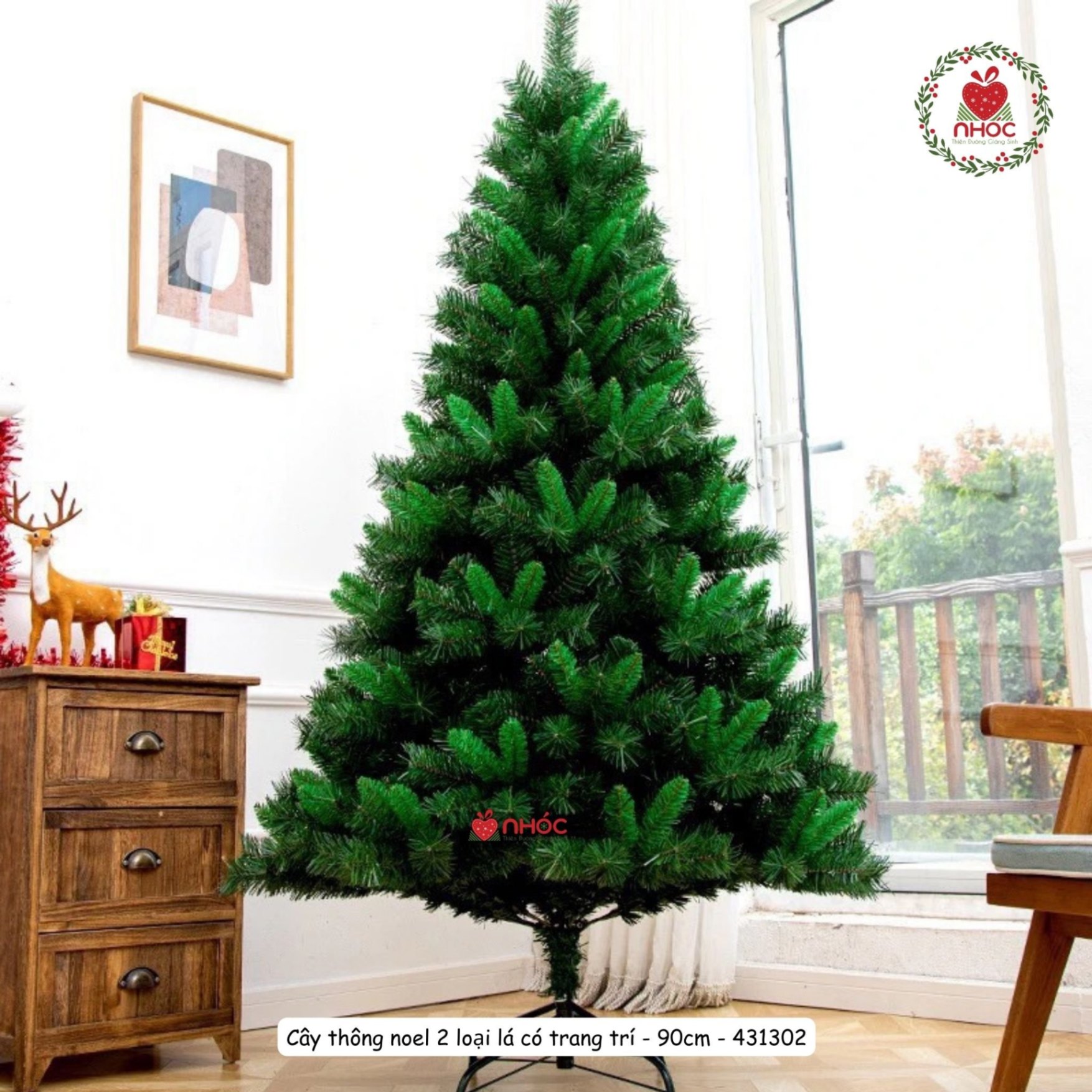 Cây thông noel 2 loại lá có trang trí LP - TT90 - DC - 90 520