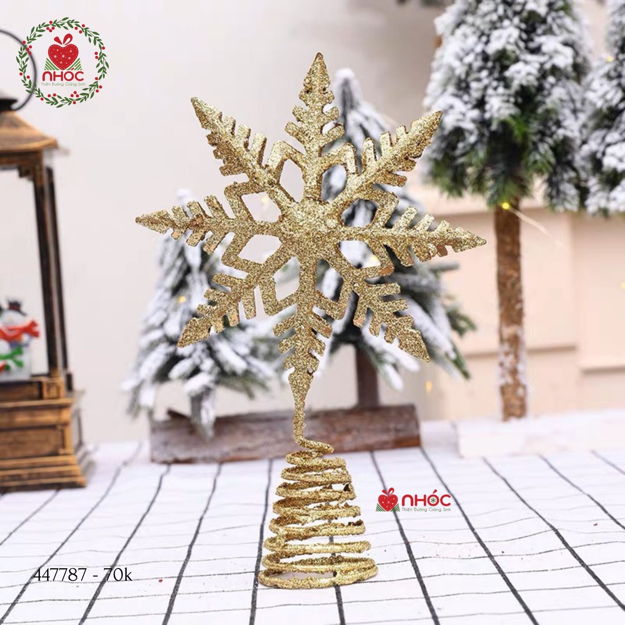 Phụ kiện trang trí Noel Sao chóp hoa tuyết - Vàng - 3070