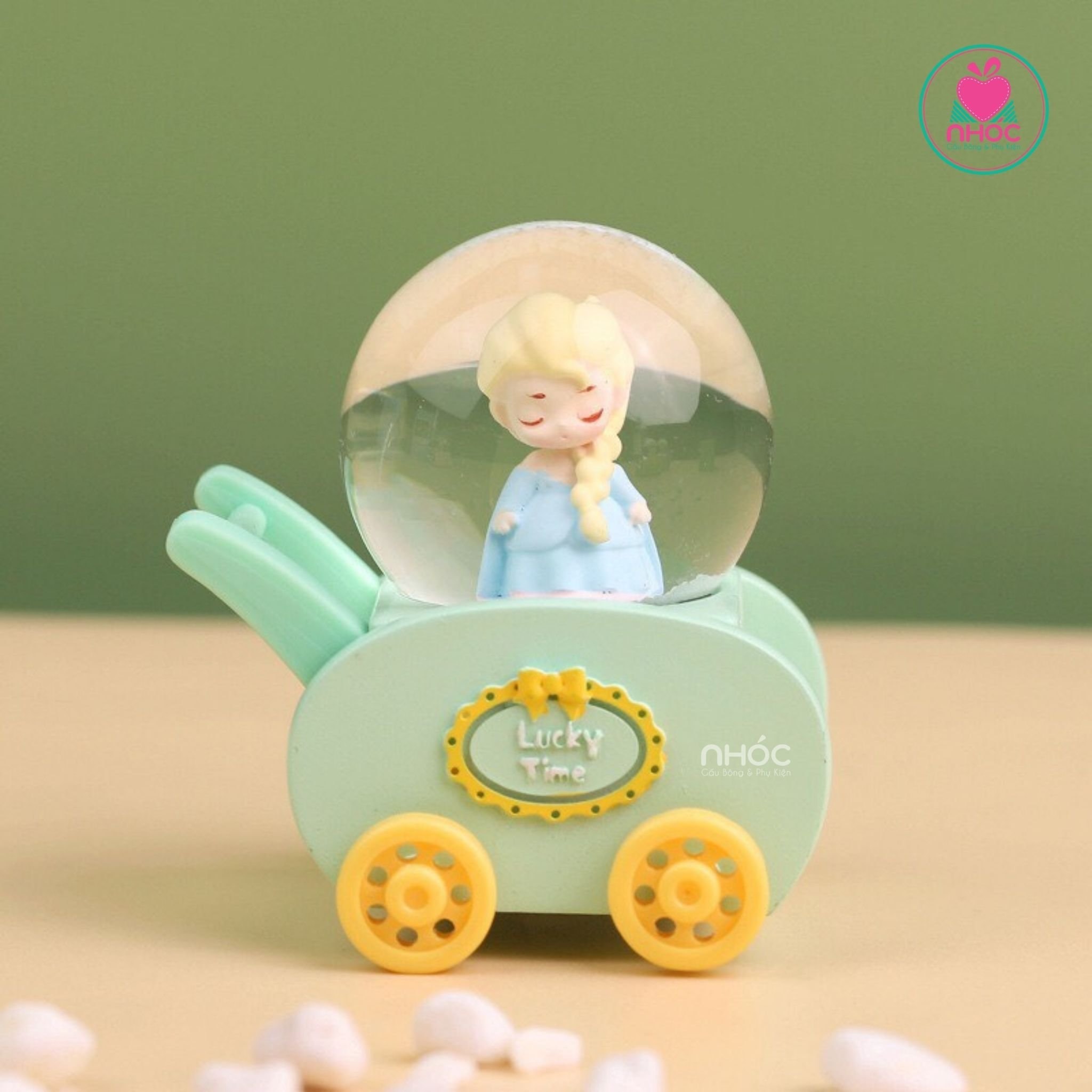 Cầu tuyết đế xe Lucky công chúa có đèn - Xanh lá - 05120