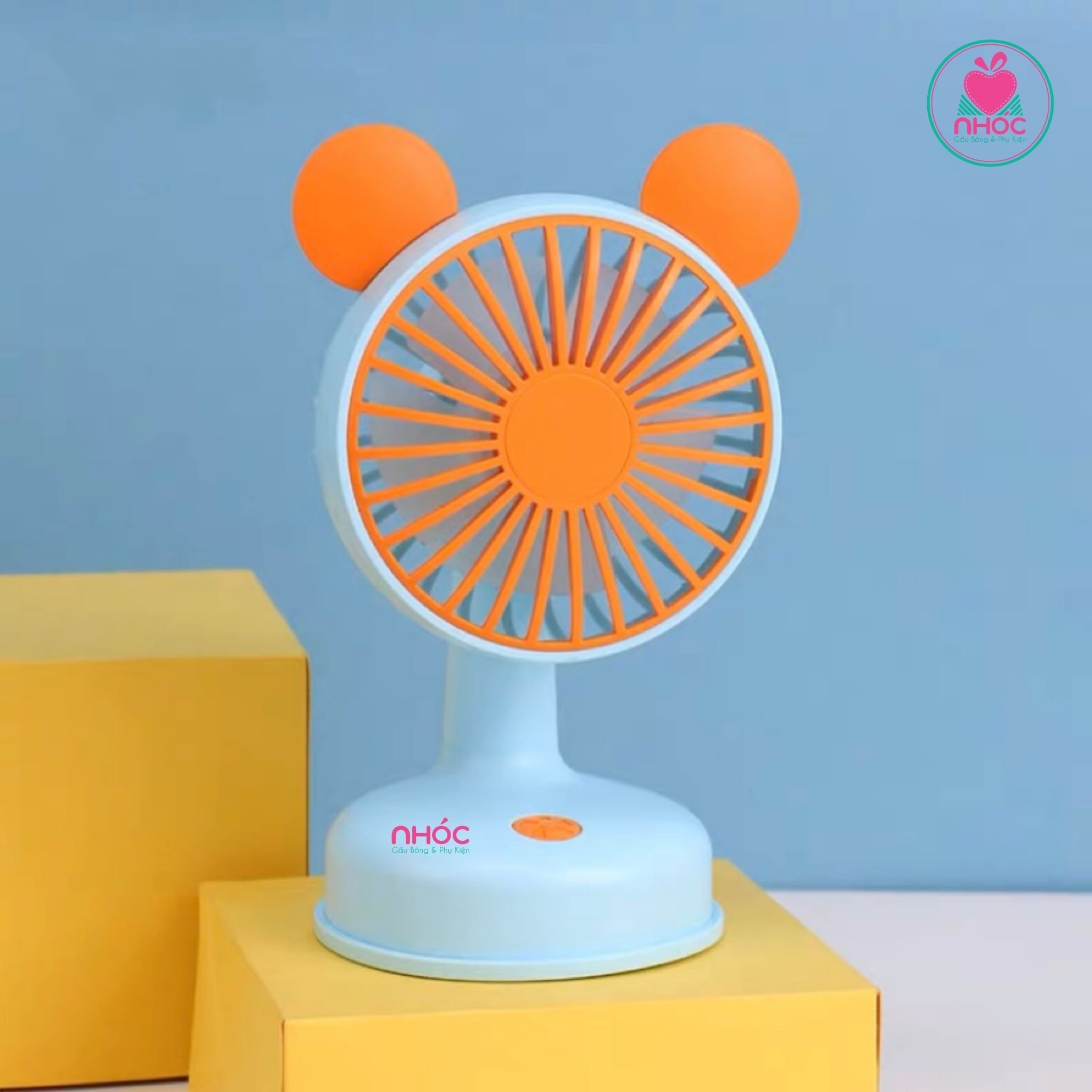 Quạt để bàn đế tròn tai gấu - Xanh dương - 11001