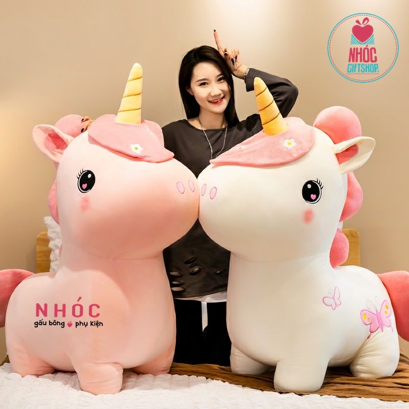 Thú bông kỳ lân kim tuyến lưng thêu lông mịn đứng - Hồng - 90880