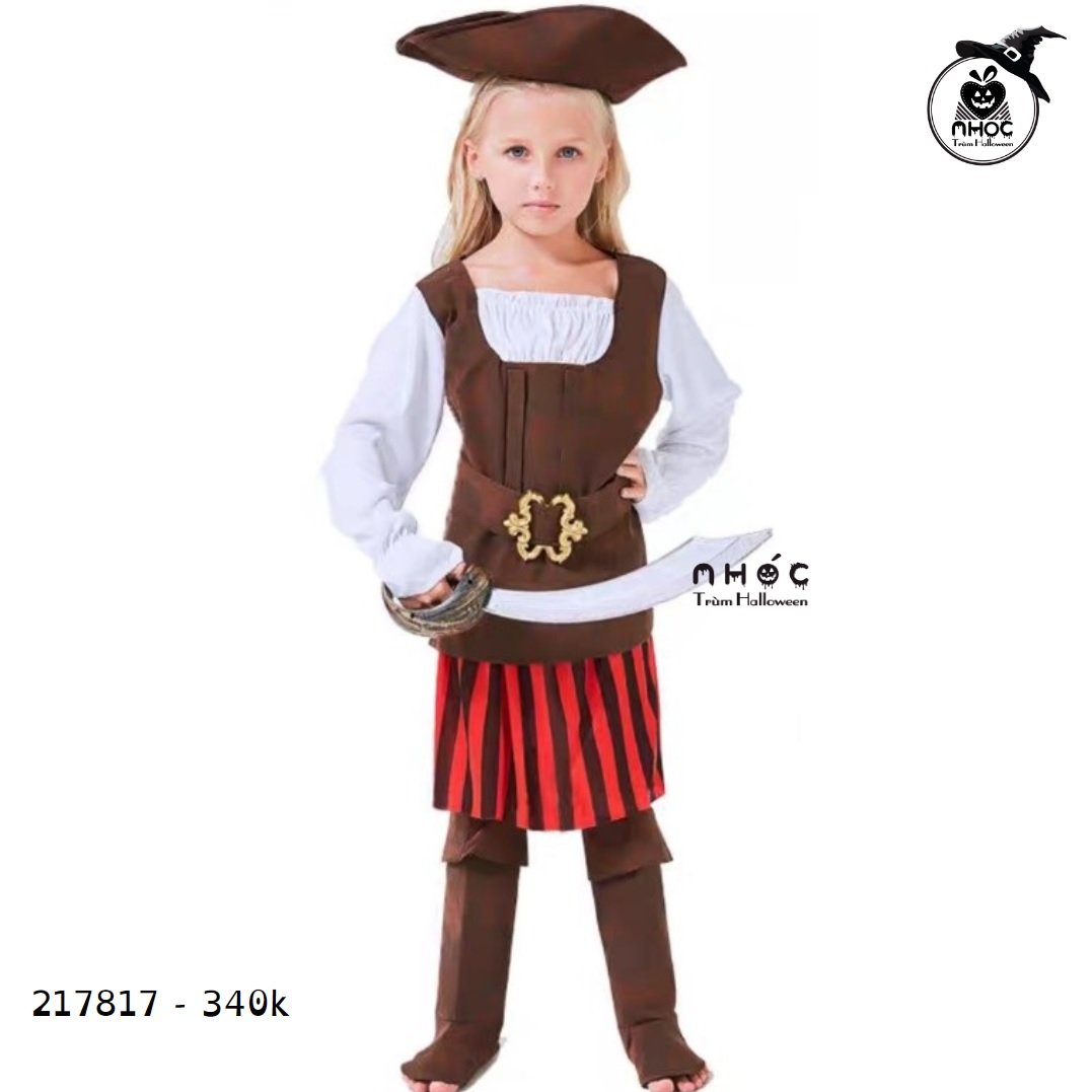 Đầm halloween cướp biển kids-pirate girl combo nón tất nỉ - 70340