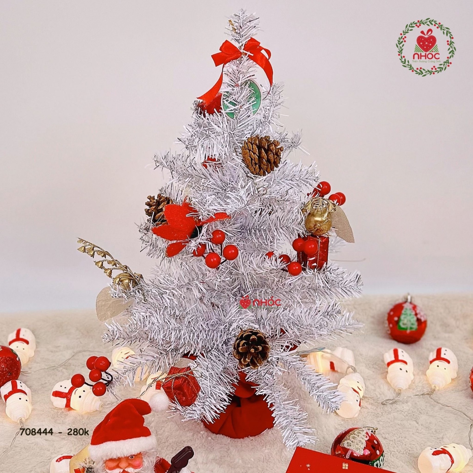 Cây thông noel mini trắng bạc có trang trí - LP - T20 - WSD - 20in - 60280