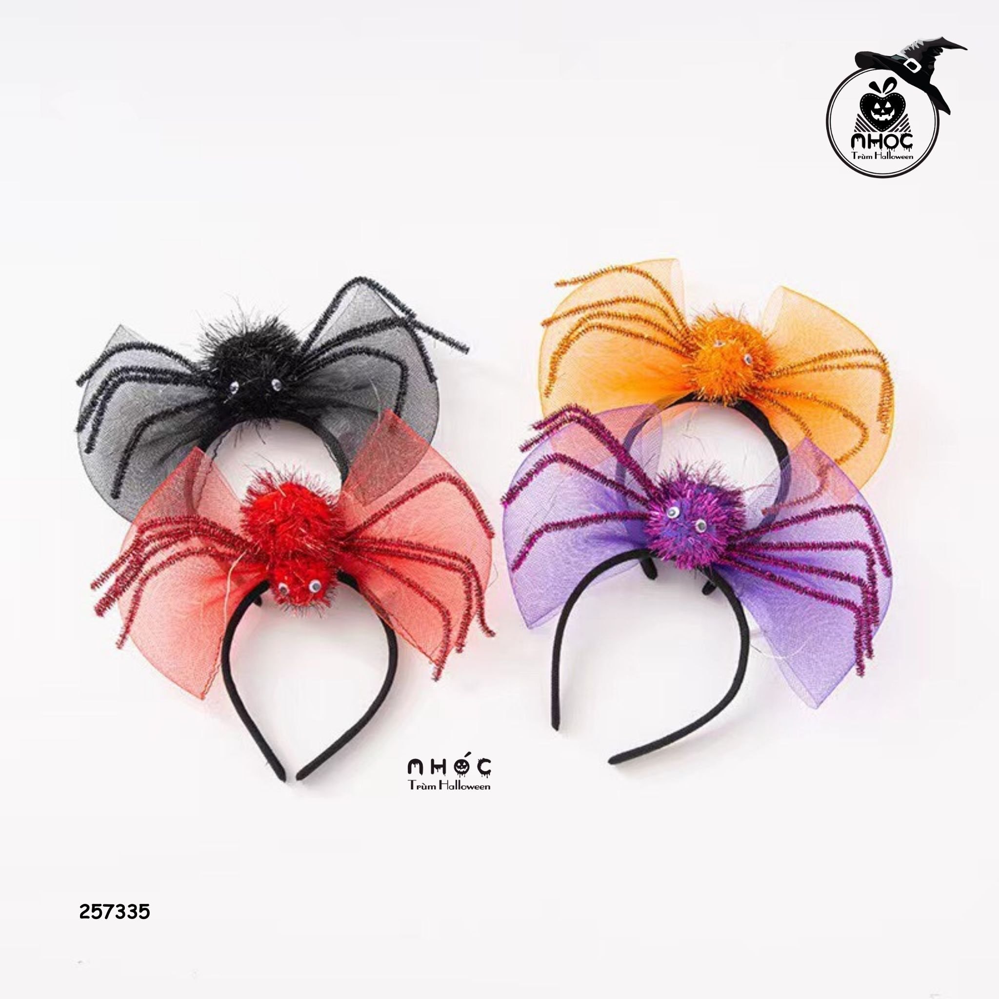 Cài tóc Halloween nơ lưới nhện - Đen - 6001
