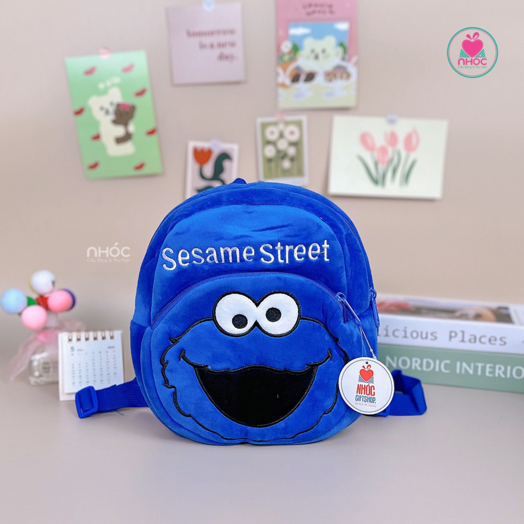 Balo bông kiểu thú - Sesame Street xanh - 15001