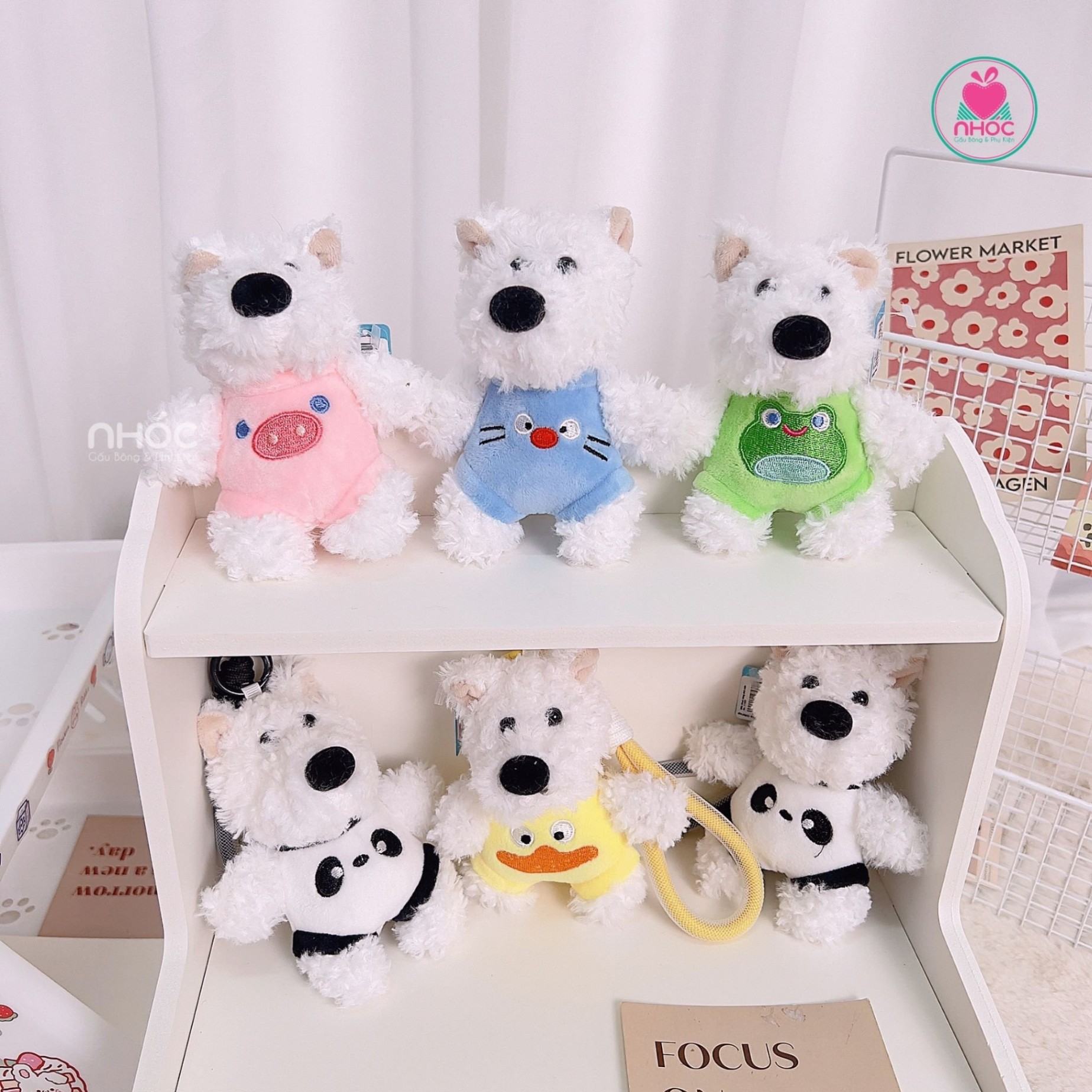 Móc khoá bông chó mặc áo - 11001