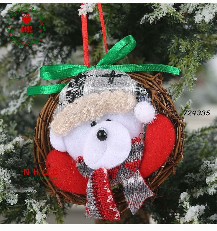 Phụ kiện trang trí noel vòng nguyệt quế - 4501 - Gấu