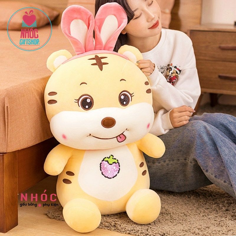 Thú bông hổ tai thỏ lông mịn ngồi - Vàng - 60480