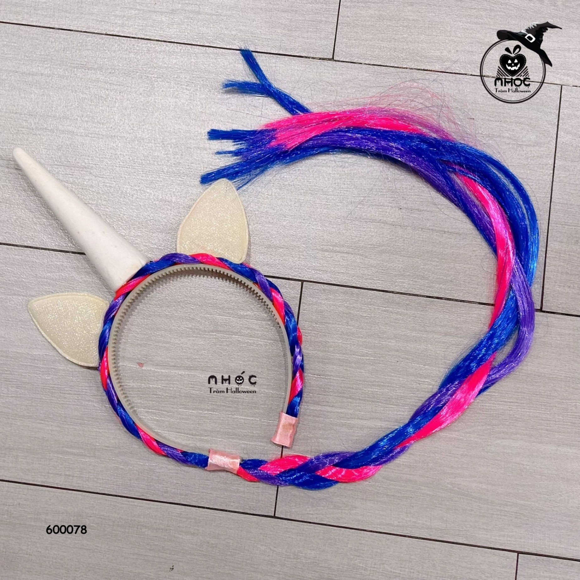 Bộ phụ kiện kỳ lân cánh 7 màu sừng xốp tai kim tuyến - 9501