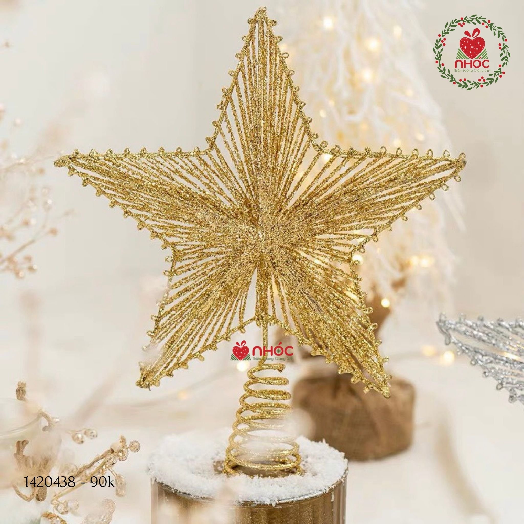 Phụ kiện trang trí Noel Sao kim tuyến - Vàng - 2590