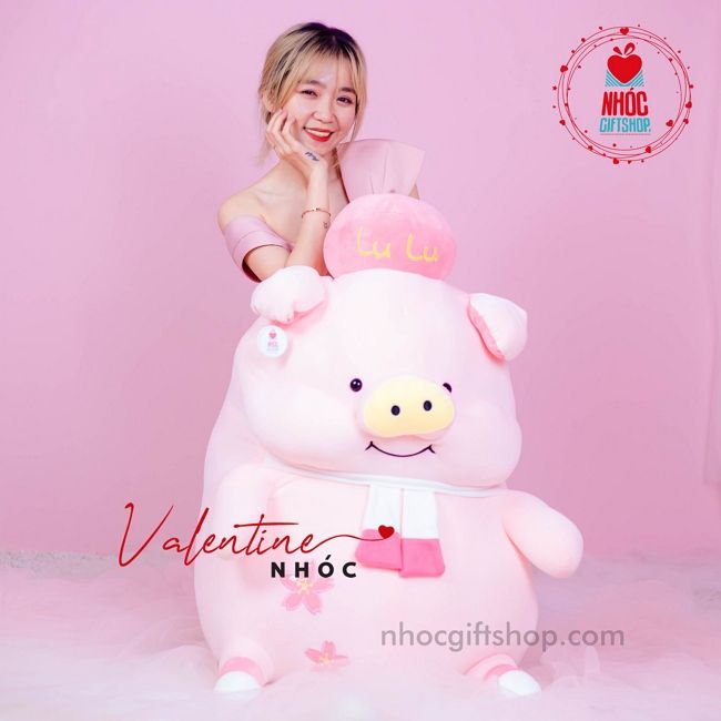 Thú bông Heo lulu lông mịn ngồi - Hồng - 65510