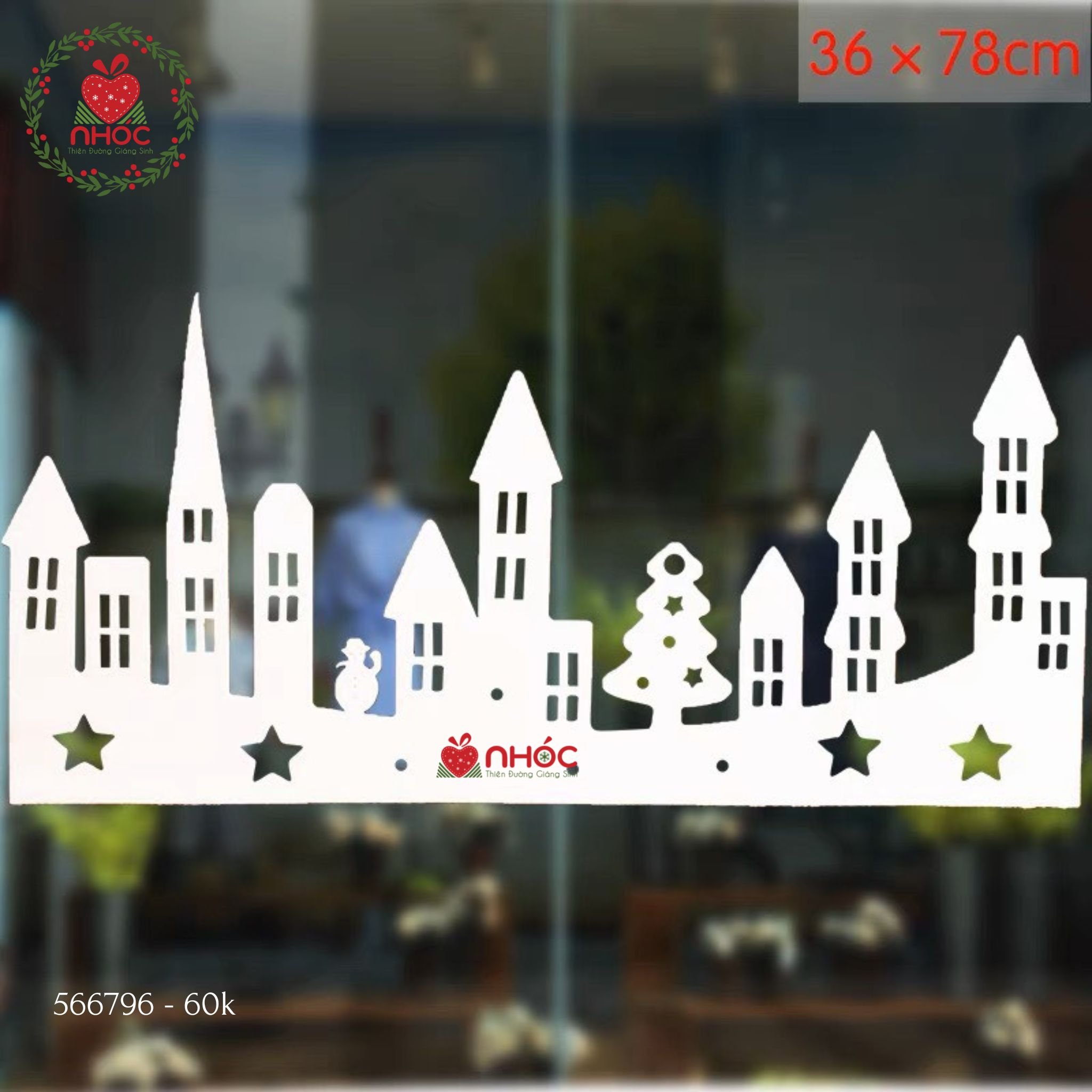 Mô hình trang trí noel mút bộ 2 nhà thờ cây thông - 7860