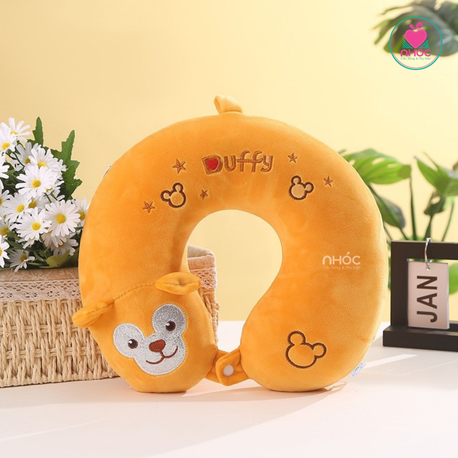 Gối kê cổ cao su non kiểu mặt thú - Gấu Duffy - 16001