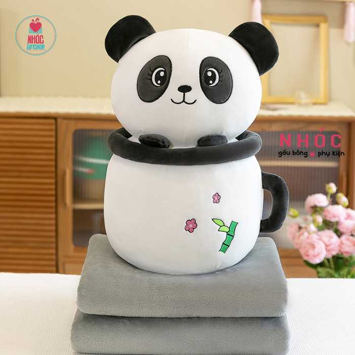 Gối mền ly đầu thú lông mịn - Panda - 45380