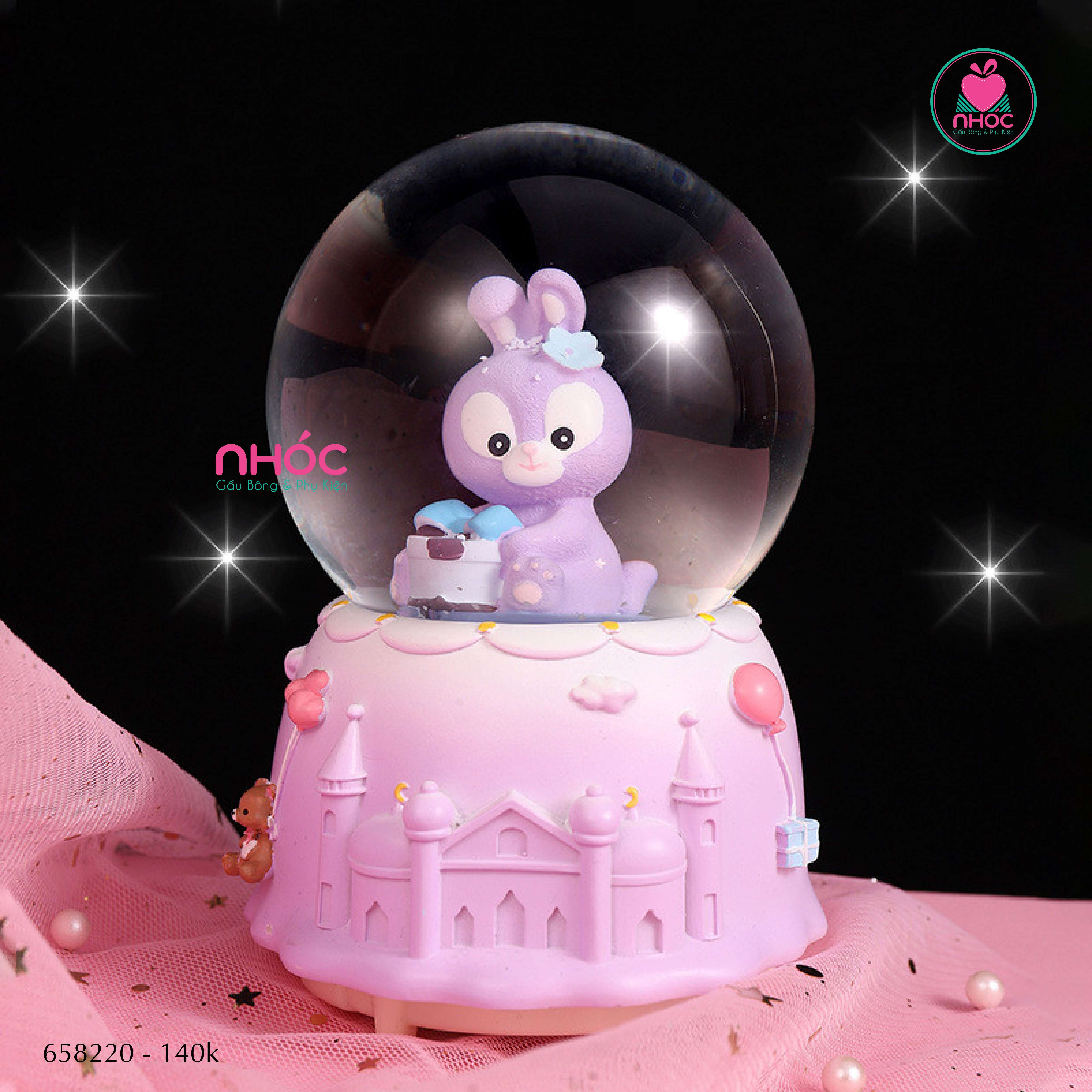 Cầu tuyết nhạc đèn đế lâu đài - Thỏ Stella Lou - 12140