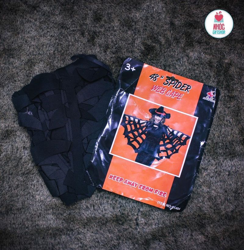 Áo choàng Halloween cánh dơi đan lưới - Đen - 70140