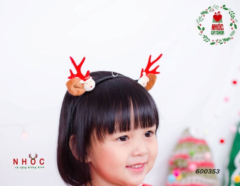 Cài tóc noel sừng tuần lộc ông già sứ - 5001 - Nâu