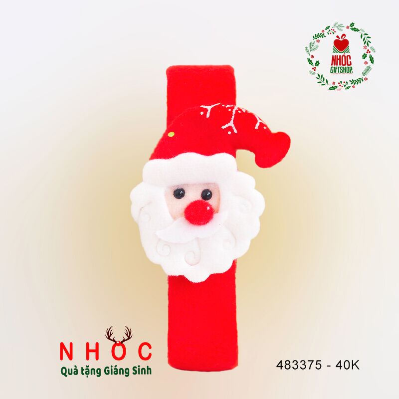 Đồng hồ noel ông già vòng trơn có đèn - Đỏ - 4001
