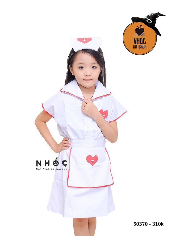 Đầm y tá vải cotton combo cài - Size L - 65310