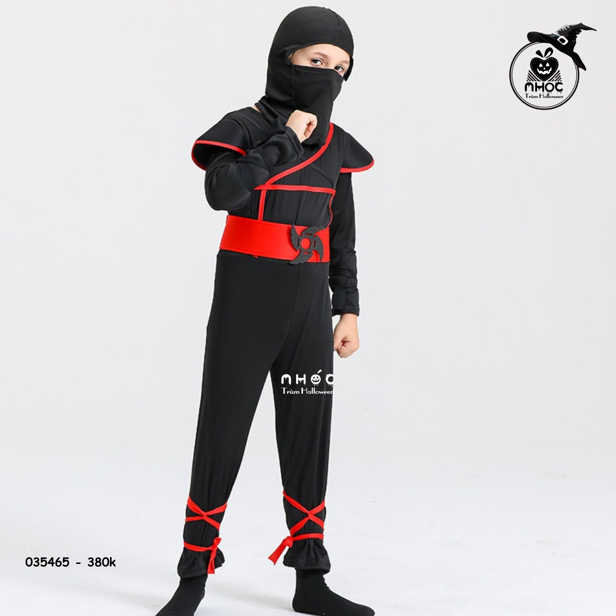 Bộ đồ Ninja Stealth viền đỏ combo nón - Size M - 120380